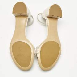 Pre Owned Salvatore Ferragamo Cream Patent Leather Como Ankle Strap Sandals Size 39