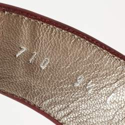 Pre Owned Salvatore Ferragamo Red Leather Peep Toe Slingback Pumps Size 40