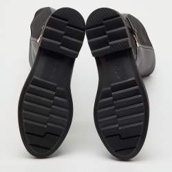 Pre Owned Salvatore Ferragamo Black Leather and Stretch Fabric Furseo Knee Length Boots Size 36.5