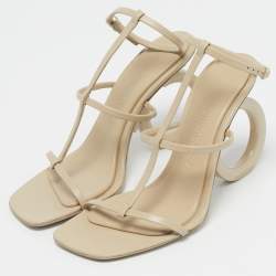 Pre Owned Salvatore Ferragamo Beige Leather Elina X5 Sandals Size 38