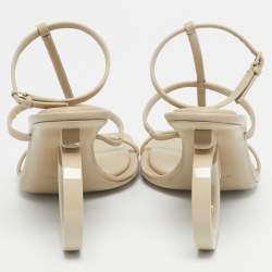Pre Owned Salvatore Ferragamo Beige Leather Elina X5 Sandals Size 38