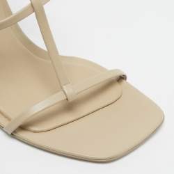 Pre Owned Salvatore Ferragamo Beige Leather Elina X5 Sandals Size 38