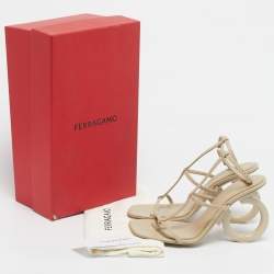 Pre Owned Salvatore Ferragamo Beige Leather Elina X5 Sandals Size 38