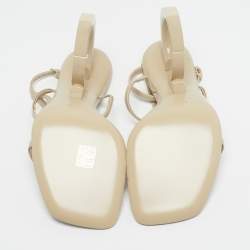 Pre Owned Salvatore Ferragamo Beige Leather Elina X5 Sandals Size 38