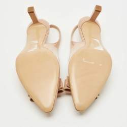 Pre Owned Salvatore Ferragamo Beige Patent Leather Karine Pumps Size 37