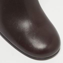 Pre Owned Salvatore Ferragamo Brown Leather Ovidio Knee Length Boots Size 40.5