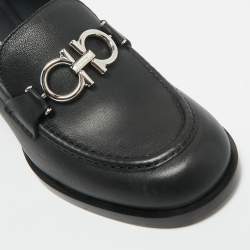 Pre Owned Salvatore Ferragamo Black Leather Rolo Gancini Pumps Size 37