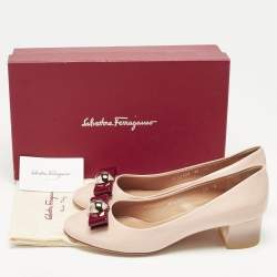 Pre Owned Salvatore Ferragamo Pink/Red Patent Leather Fiammetta Pumps Size 40.5