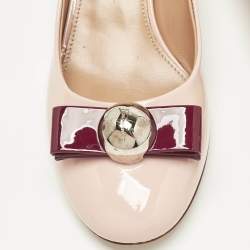 Pre Owned Salvatore Ferragamo Pink/Red Patent Leather Fiammetta Pumps Size 40.5