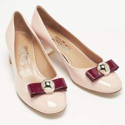 Pre Owned Salvatore Ferragamo Pink/Red Patent Leather Fiammetta Pumps Size 40.5