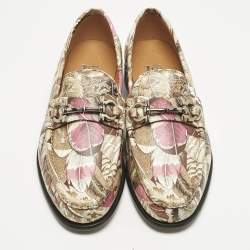 Pre Owned Salvatore Ferragamo Multicolor Flower Printed Leather Bit Slip On Loafers Size 40.5