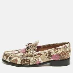 Pre Owned Salvatore Ferragamo Multicolor Flower Printed Leather Bit Slip On Loafers Size 40.5