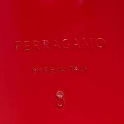 Pre Owned Salvatore Ferragamo Red Leather Astro Slide Sandals Size 38.5