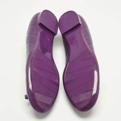 Pre Owned Salvatore Ferragamo Purple Quilted Patent and Leather Bow Ballet Flats Size 40.5