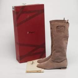 Pre Owned Salvatore Ferragamo Dusty Pink Suede My Sweet Calf Length Boots Size 40