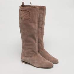 Pre Owned Salvatore Ferragamo Dusty Pink Suede My Sweet Calf Length Boots Size 40