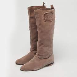 Pre Owned Salvatore Ferragamo Dusty Pink Suede My Sweet Calf Length Boots Size 40