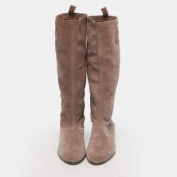 Pre Owned Salvatore Ferragamo Dusty Pink Suede My Sweet Calf Length Boots Size 40