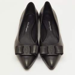 مملوكة مسبقًا حذاء باليرينا فلات سالفاتوري فيراغامو فيفا جلد أسود مقاس 37.5