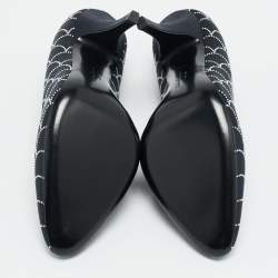 مملوكة مسبقًا حذاء كعب عالي سالفاتوري فيراغامو مقدمة مدببة مرصع كريستال ساتان أسود مقاس 37