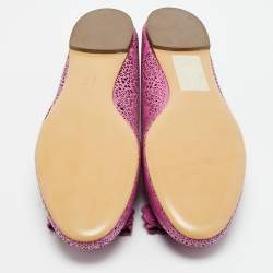 Pre Owned Salvatore Ferragamo Vara Size 40.5 Purple Leather Ballet Flats