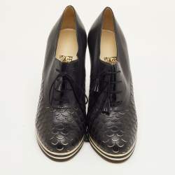 Pre Owned Salvatore Ferragamo Sirena 1938 Limited Edition Size 39 Black Leather Oxford Booties