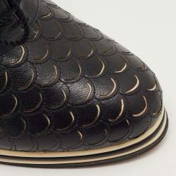 Pre Owned Salvatore Ferragamo Sirena 1938 Limited Edition Size 39 Black Leather Oxford Booties