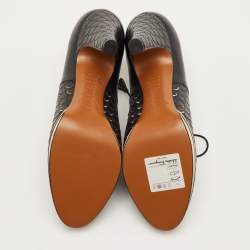 Pre Owned Salvatore Ferragamo Sirena 1938 Limited Edition Size 39 Black Leather Oxford Booties