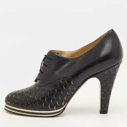 Pre Owned Salvatore Ferragamo Sirena 1938 Limited Edition Size 39 Black Leather Oxford Booties