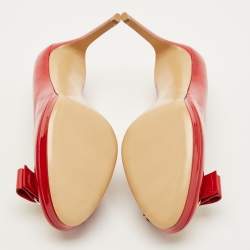 Pre Owned حذاء كعب عالي سالفاتوري فيراغامو أوسيمو جلد بيج لامع نعل سميك مقاس 37.5