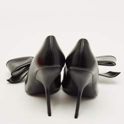 مملوكة مسبقًا Salvatore Ferragamo Erica 55 Size 37 Black Leather Oversized Bow Pumps