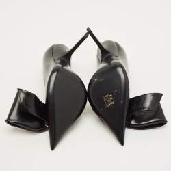 مملوكة مسبقًا Salvatore Ferragamo Erica 55 Size 37 Black Leather Oversized Bow Pumps