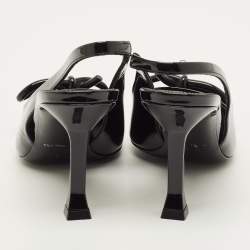 مملوكة مسبقًا حذاء كعب عالي سالفاتوري فيراغامو أرلين جلد لامع أسود مقاس 38.5