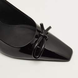 مملوكة مسبقًا حذاء كعب عالي سالفاتوري فيراغامو أرلين جلد لامع أسود مقاس 38.5