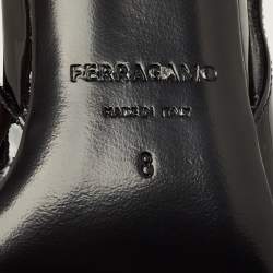 مملوكة مسبقًا حذاء كعب عالي سالفاتوري فيراغامو أرلين جلد لامع أسود مقاس 38.5