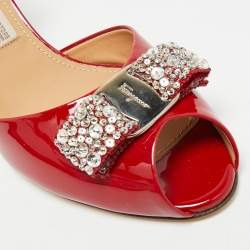مملوكة مسبقًا Salvatore Ferragamo Belinda Size 40 Red Patent and Leather D'orsay Pumps
