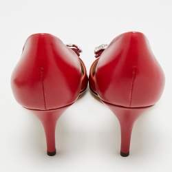 مملوكة مسبقًا Salvatore Ferragamo Belinda Size 40 Red Patent and Leather D'orsay Pumps