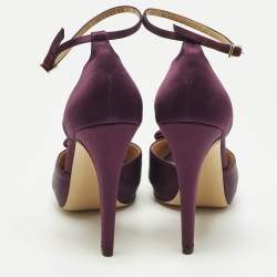 Pre Owned Salvatore Ferragamo Rosie Size 40.5 Purple Satin Platform Sandals