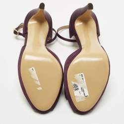 Pre Owned Salvatore Ferragamo Rosie Size 40.5 Purple Satin Platform Sandals