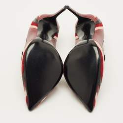 Pre Owned Salvatore Ferragamo Farida Size 38.5 Multicolor Lizard Embossed Leather and Suede Pumps