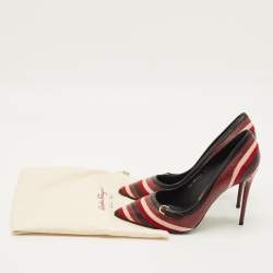 Pre Owned Salvatore Ferragamo Farida Size 38.5 Multicolor Lizard Embossed Leather and Suede Pumps