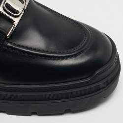 Pre Owned Salvatore Ferragamo Gancini Size 40 Black Leather Loafers