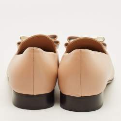 Pre Owned حذاء سالفاتوري فيراغامو ليدا جلد بيج بفببوناك مقاس 40