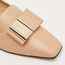 Pre Owned حذاء سالفاتوري فيراغامو ليدا جلد بيج بفببوناك مقاس 40