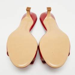 Pre Owned صندل سالفاتوري فيراغامو فيونا حمراء باللون اللامع مقاس 40