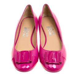 Pre Owned حذاء فلات باليه سالفاتوري فيراغامو غطاء مقدمة بترينا جلد وردي مقاس 41