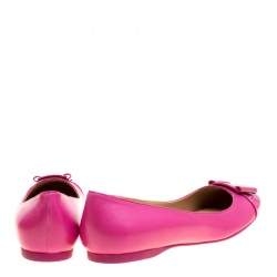 Pre Owned حذاء فلات باليه سالفاتوري فيراغامو غطاء مقدمة بترينا جلد وردي مقاس 41