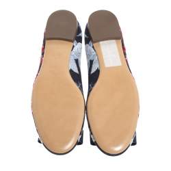 مملوكة مسبقًا حذاء باليرينا فلات سالفاتوري فيراغامو فارينا دينم أزرق مطرز مقاس 36.5