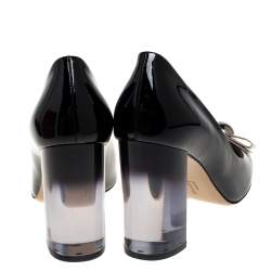 Salvatore Ferragamo Black Patent Leather Fiammetta Bow Pumps Size 40.5
