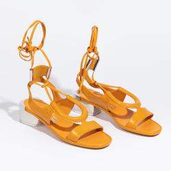 Salvatore Ferragamo Yellow Leather Sandals Size EU 39